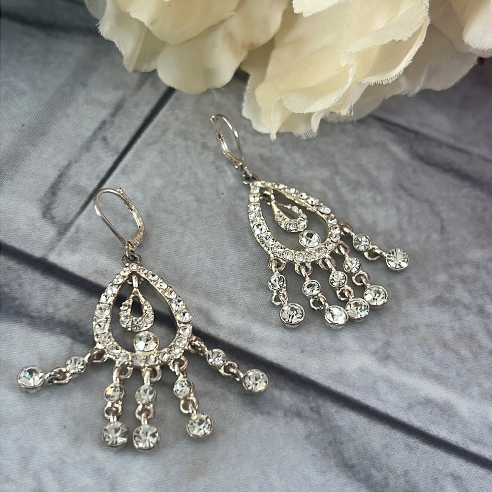Tear drop chandelier bling earrings unbranded